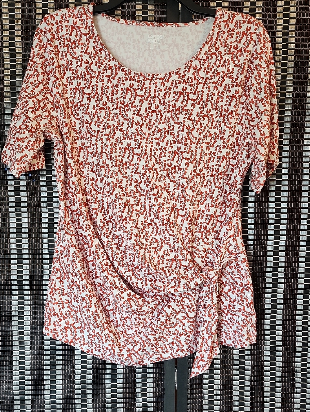 Lands End Front Tie SS Top Sz M 10-12